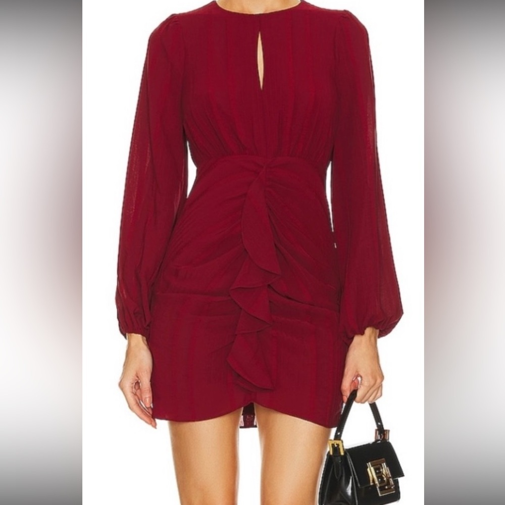 BCBGeneration Red Sheath Dress with Bishop Sleeves for Cocktail